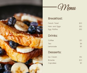 Facebook Post Resturant Menu Card Food Drink