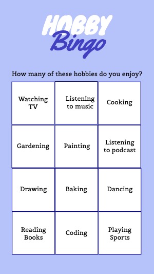 Instagram Story Hobby Bingo